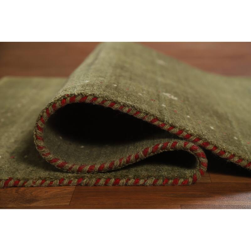 Little Animals Green Gabbeh Indian Accent Rug Handmade Wool Carpet - 2'11" x 5'3"