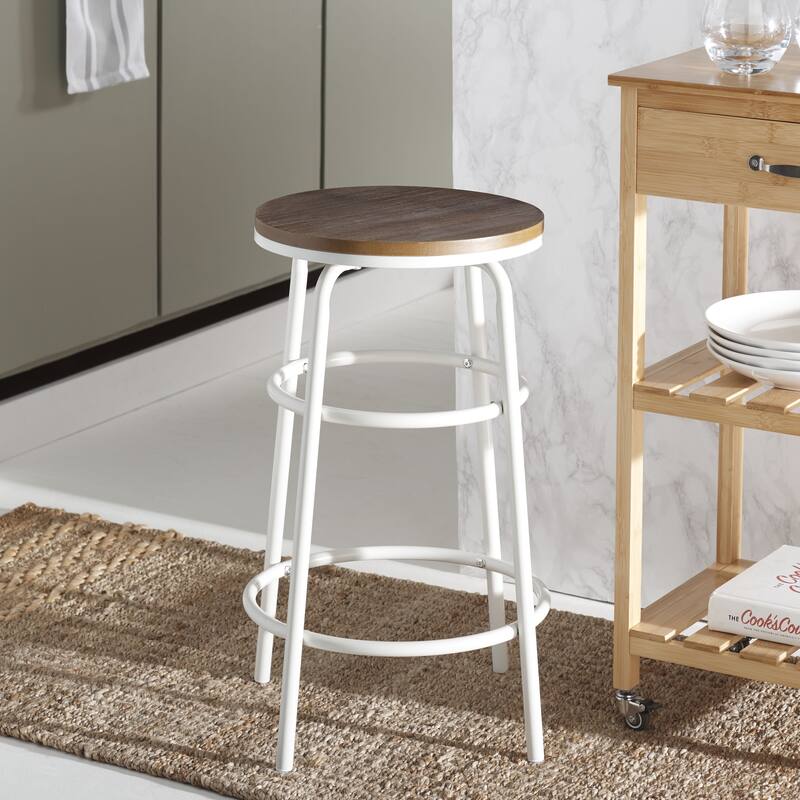 SAFAVIEH Claribel 24-inch Counter Stool - 15.3 In. W x 15.3 In. D x 24 In. H - 15Wx15Dx24H - Natural Brown/White