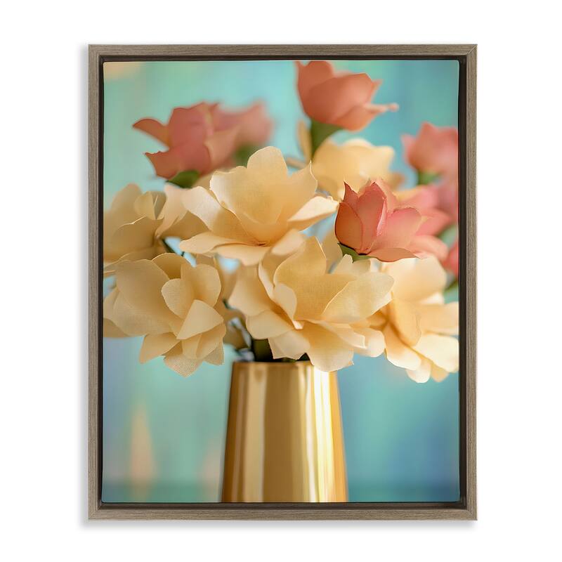Stupell Modern Day Floral Bouquet Framed Floater Canvas Wall Art Design By Franklyn Gregory - 17 x 21 - Brown