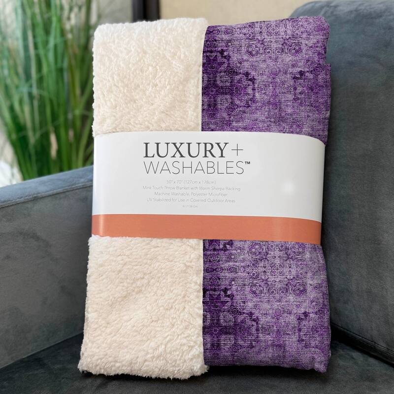 Premium Machine Washable Boho Imprints Sherpa Throw Blanket