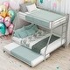 preview thumbnail 1 of 7, Twin Over Full Bunk Bed With Twin Size Trundle,Two-Side Ladders for Home Silver