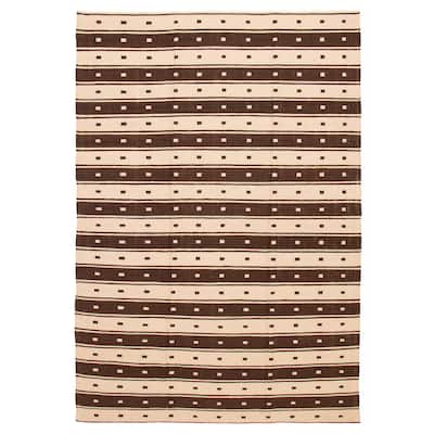 ECARPETGALLERY Flat-Weave Boho Brown Wool Kilim - 8'2 x 11'11