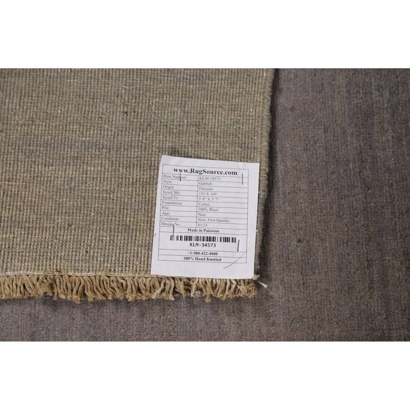 Gabbeh Accent Modern Rug Hand-Knotted Wool Carpet - 3'7" x 5'0"