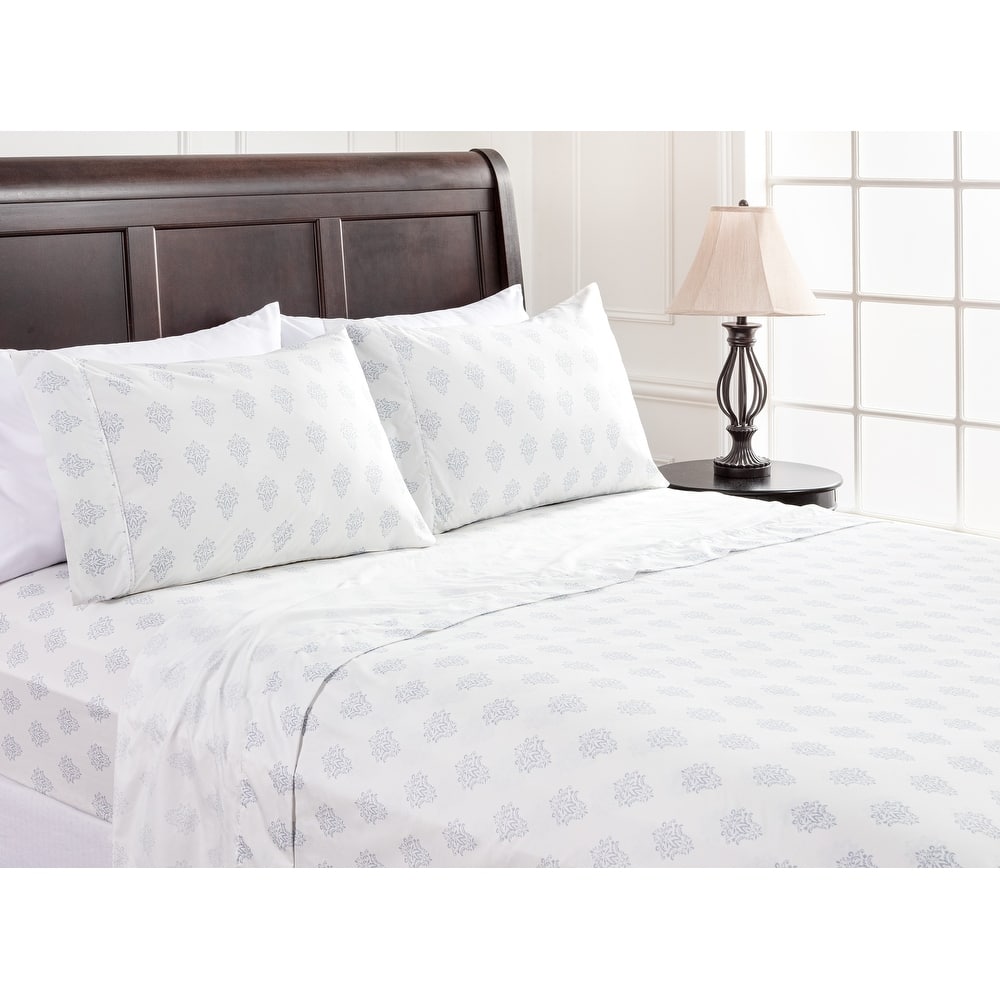 Chanasya Victorian Damask Print Ultra Soft Microfiber Sheet Set