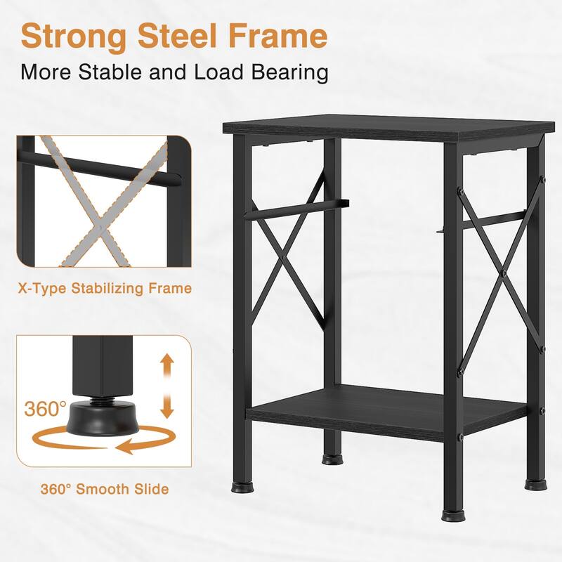 VECELO X Frame Nightstand with Removable Fabric Drawer Easy to Clean Nightstand Multifunctional End Table with Open Shelf