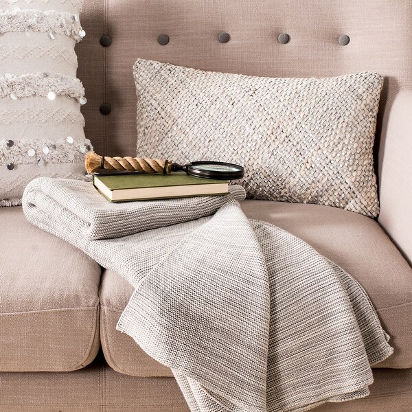 Grey knit throw online pillow