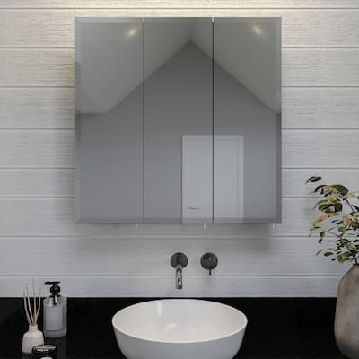 Croydex Acadia Bathroom Storage 3 Large Door Medicine Cabinet, 30W x 30H
