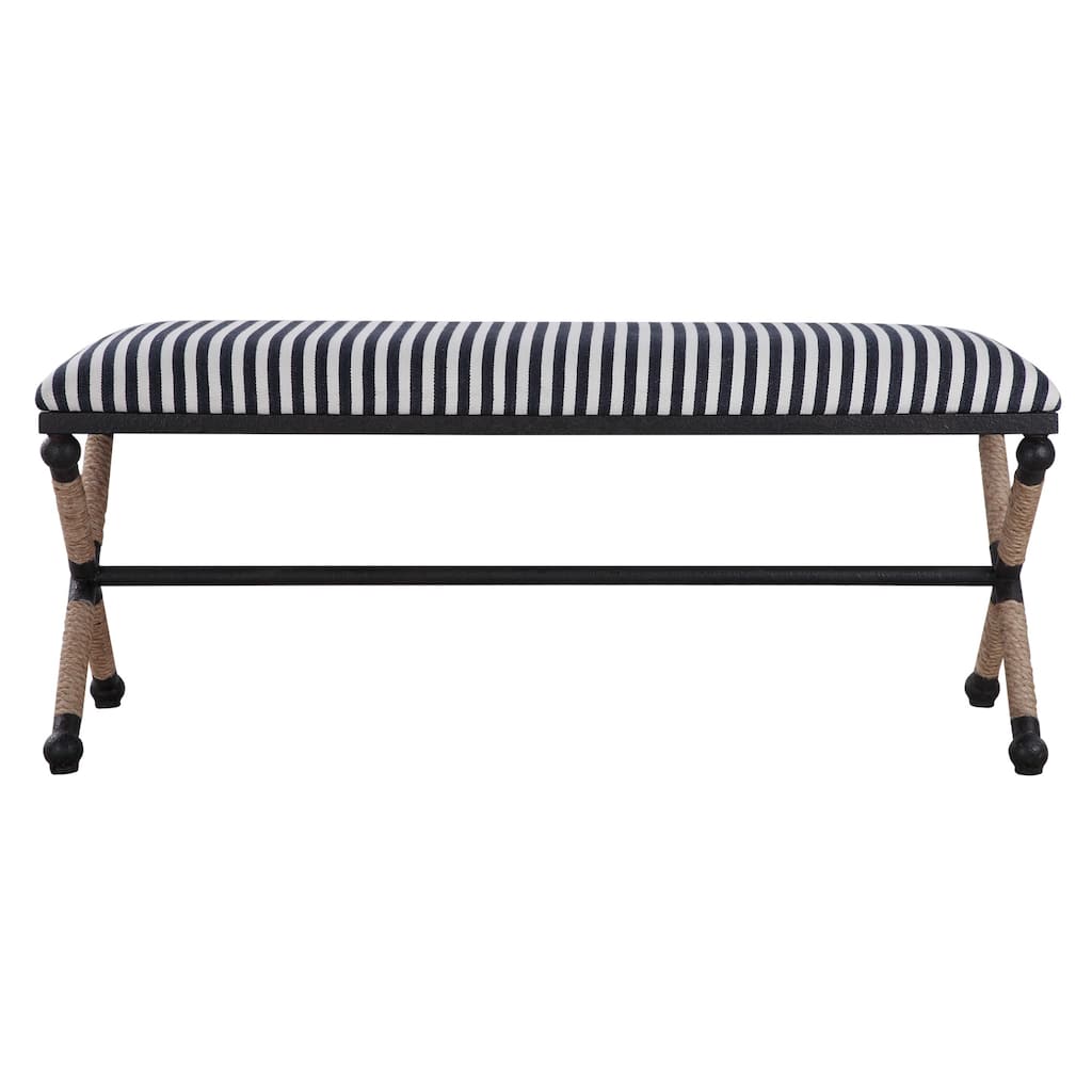 Uttermost Braddock 48" Wide Iron Framed Sailor Stripe Upholstered - Navy