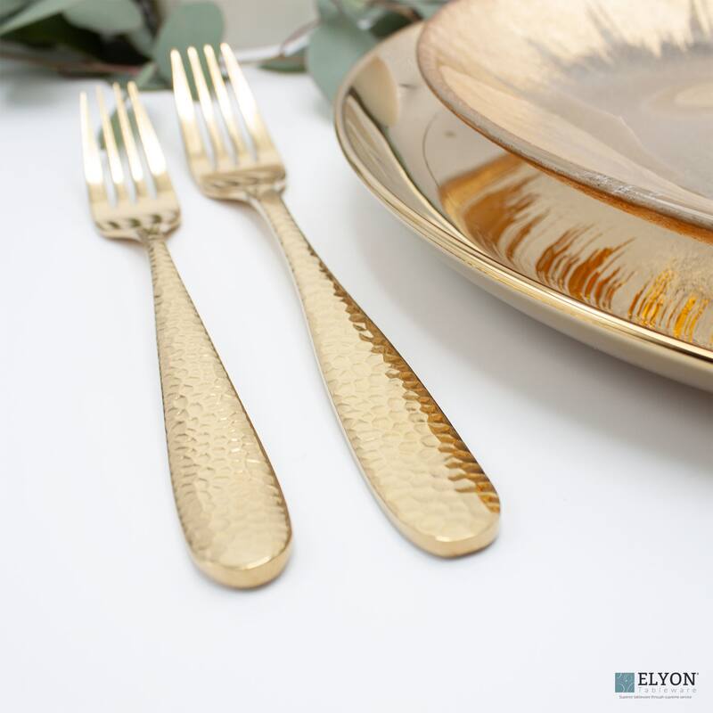 Elyon Carroll Hammered Reflective 20-Piece Flatware Set Stainless Steel