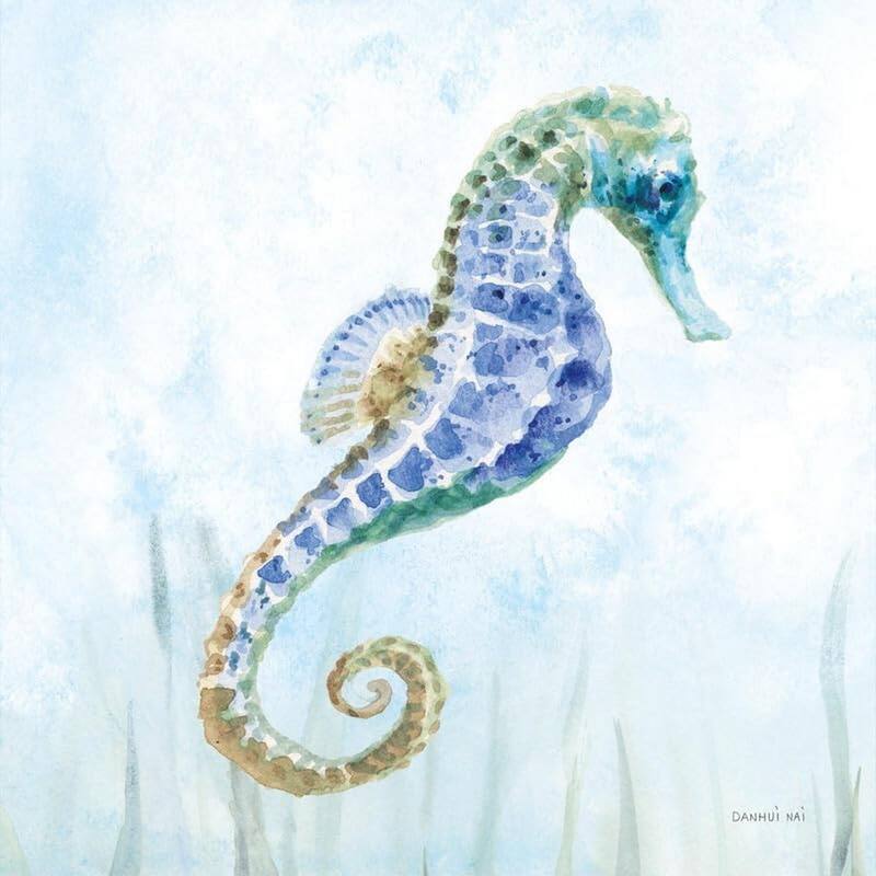 Undersea Seahorse Swimming II Art Poster - Print On Demand