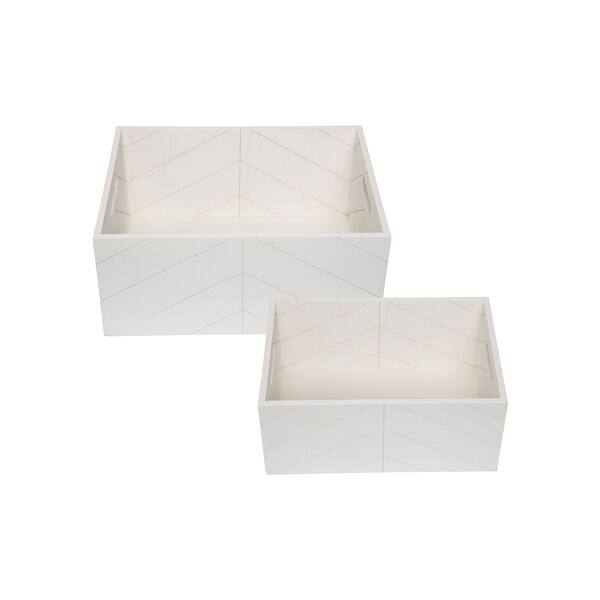 Foreside Home Garden Set Of 2 Rustic White Routed Wood Decorative Storage Crate Bins 12x15 75x7 25 Overstock 29030063