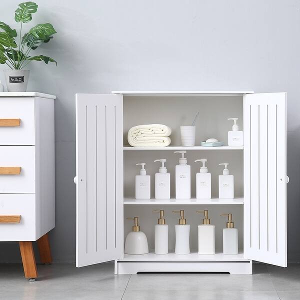 Shop Household Double Door Three Layer Storage Cabinet Bathroom Organizers Overstock 31970527