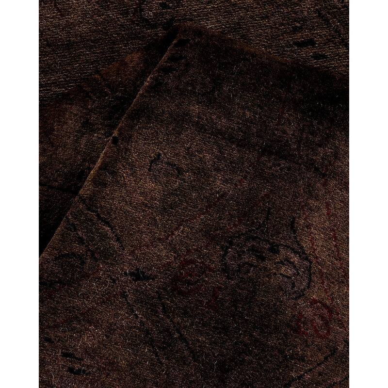 Overton Hand Knotted Wool Vintage Inspired Modern Contemporary Overdyed Brown Runner Rug - 2' 6" x 10' 8"