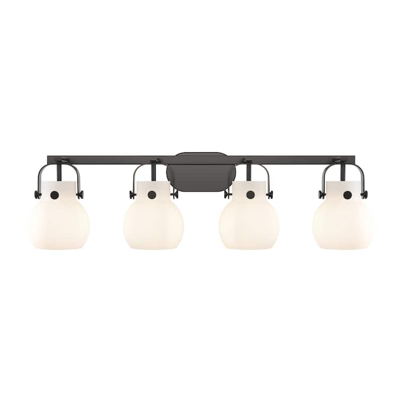 Innovations Lighting 423-4W-10-37 Pilaster II Sphere Vanity Pilaster - Matte Black / Matte White