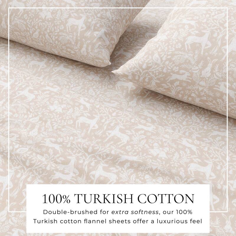 Linery & Co. Ultra-Soft Turkish Cotton Flannel Holiday Print Sheet Set