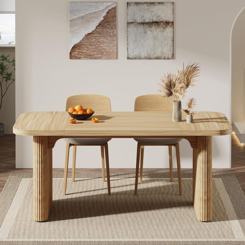 62-Inch Wood Dining Table for 4-6 People Modern Rectangular Kitchen Table for Dining Room Living Room