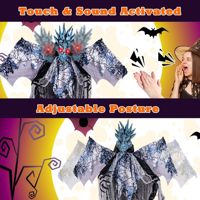 Costway 6ft Halloween Animatronic Decoration Animated Dragon with - See Details