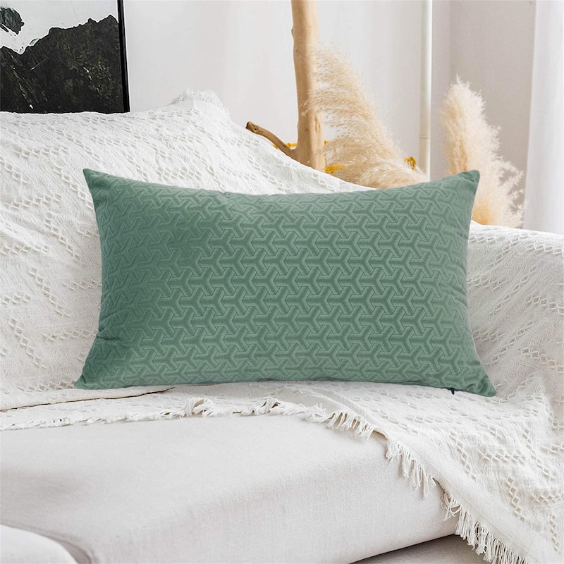 Adeco Set of 2 12"x 20" Rectangular Pillowcase Fabric Throw Pillow Covers