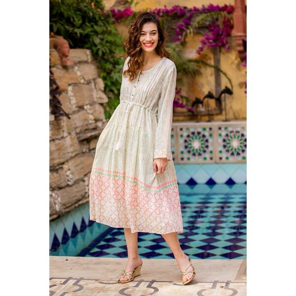 Novica Handmade Extra Tropical Cotton Blend Empire Waist Midi Dress - Bed  Bath & Beyond - 41288306