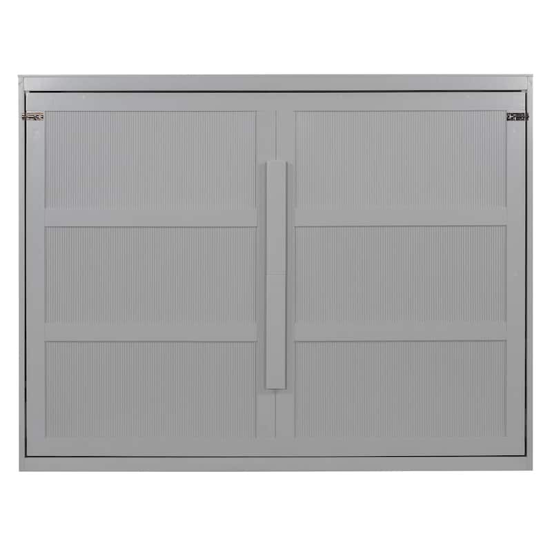 Folding Wall Cabinet Bed Queen Size Murphy Bed with LED Lights