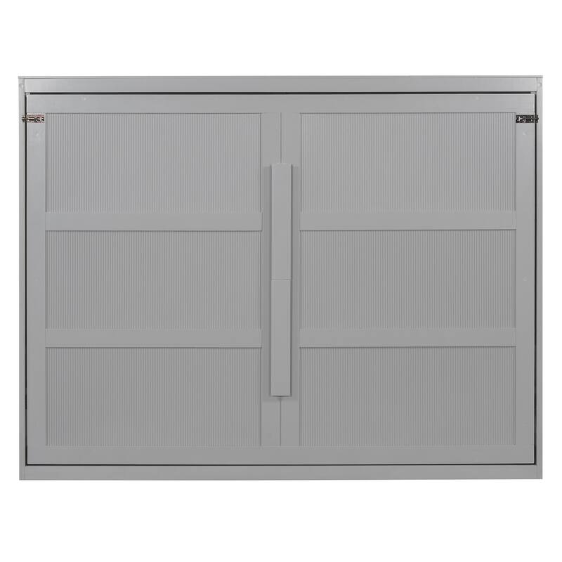 Queen Size Wall Bed with LED Lights, Space-Saving Modern Design, Gray