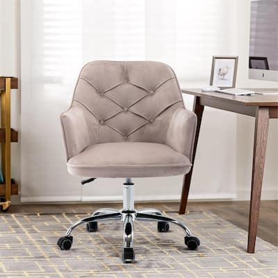 24" Velvet Swivel Shell Chair, Modern Leisure Arm Chair with Casters