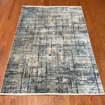 HERAT ORIENTAL Turkish Modern Erased Design Wool & Silk Rug - 5'3" x 7'7"