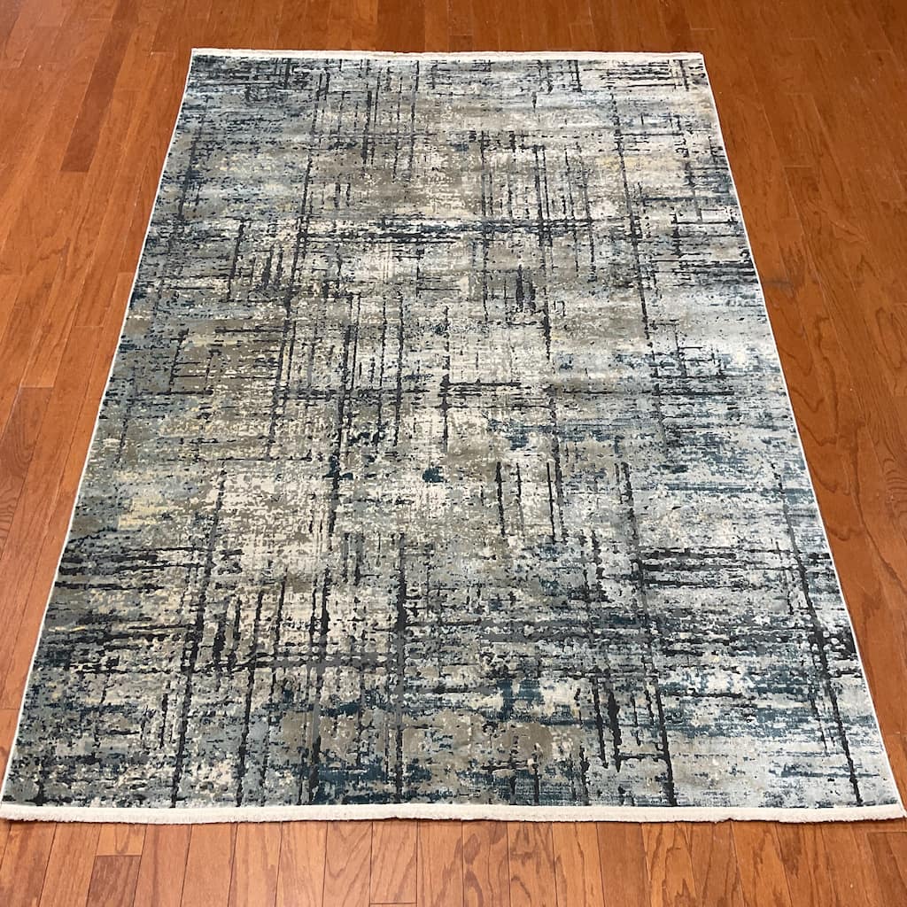 HERAT ORIENTAL Turkish Modern Erased Design Wool & Silk Rug - 5'3" x 7'7"