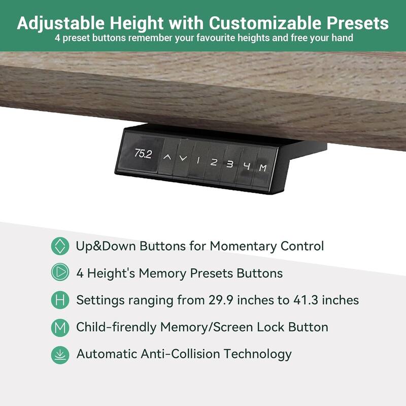 Adjustable L Shape Executive Desk With Shelves Drawers Memory Controller Height Adjustment