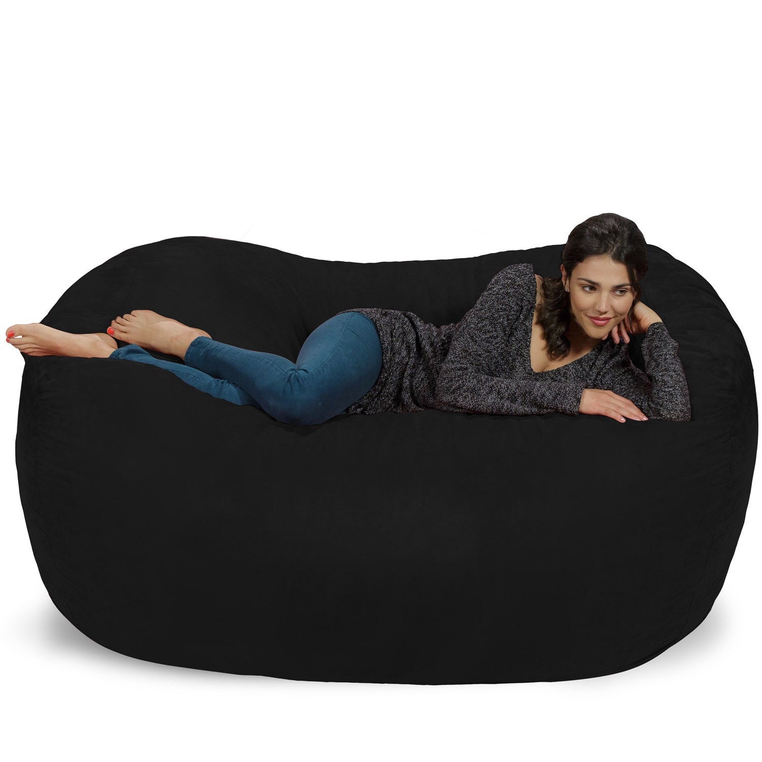 Comfy Sacks Memory Foam Bean Bag Chair, Black Micro Suede