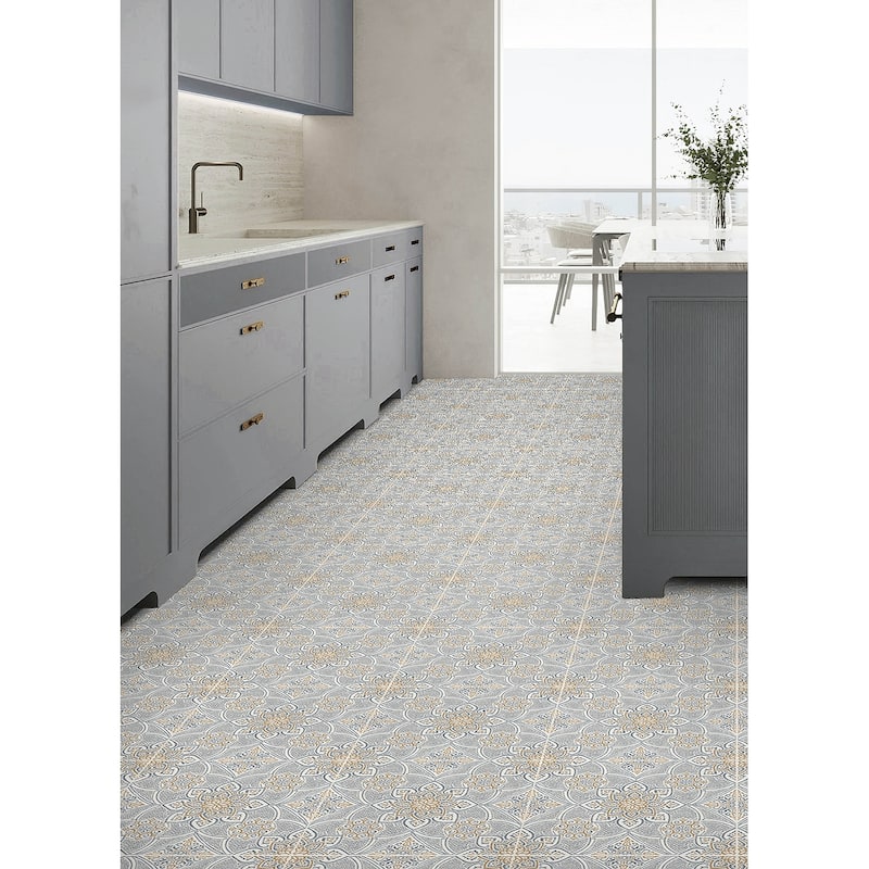 FloorPops Decora Blue Peel and Stick Floor Tiles