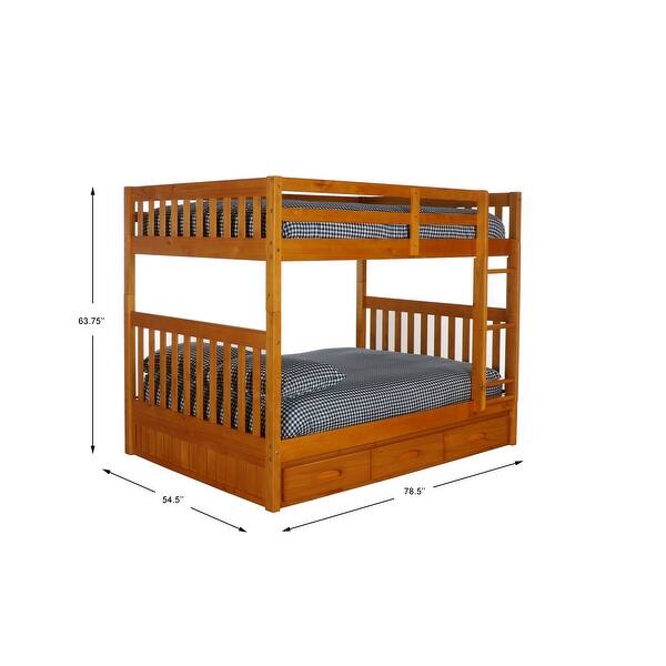 OS Home & Office 82115K3KD Full/Full Bunk Bed w/3 Drws Bed Bath