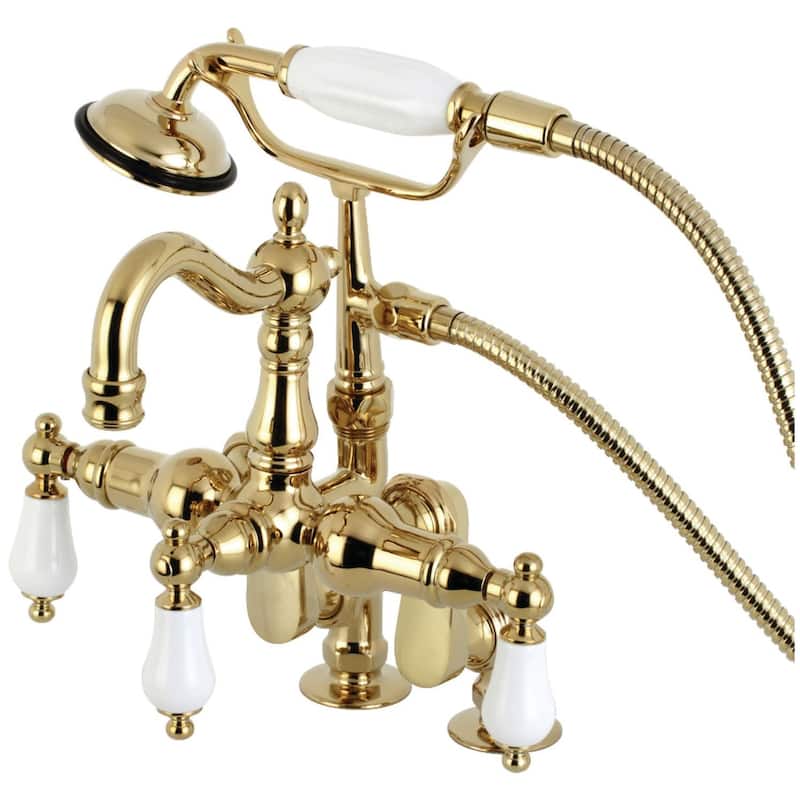 Kingston Brass Vintage Deck Mounted Clawfoot Tub Filler with Built-In - Polished Brass