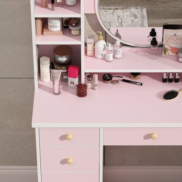 pink and white dressing table Kids Vanity Table - Princess Dressing Table with Touch Light - Bed Bath & Beyond