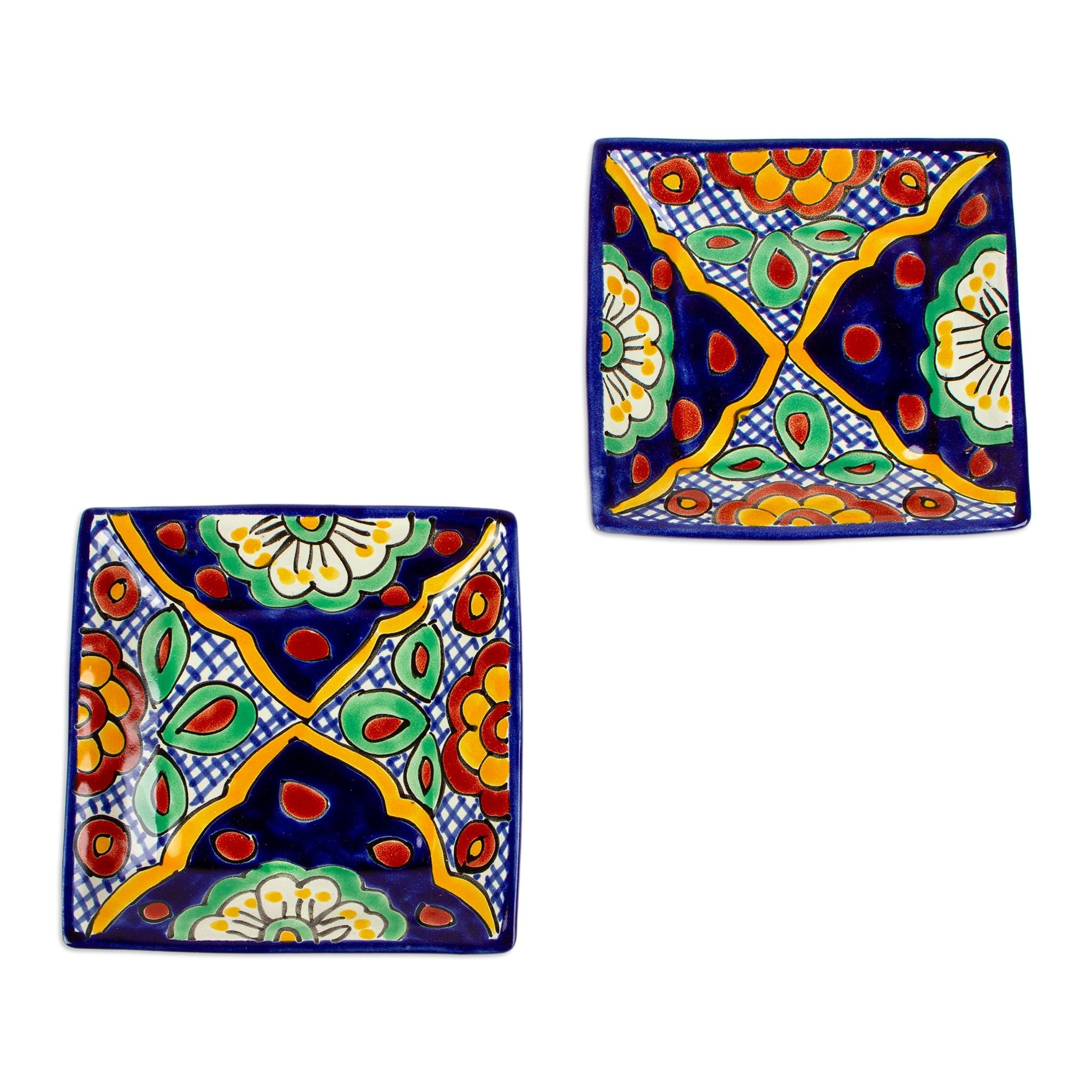 Novica Handmade Hidalgo Square Ceramic Dessert Plates (Pair)