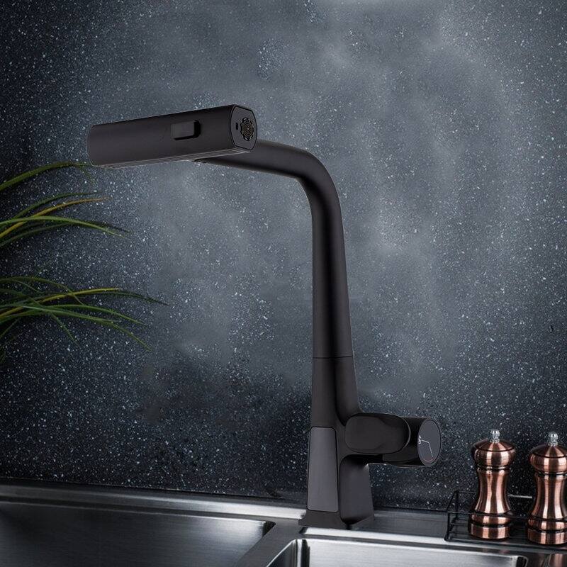 Matte Black Smart Temp 3 Mode Faucet with Pull Down Sprayer​