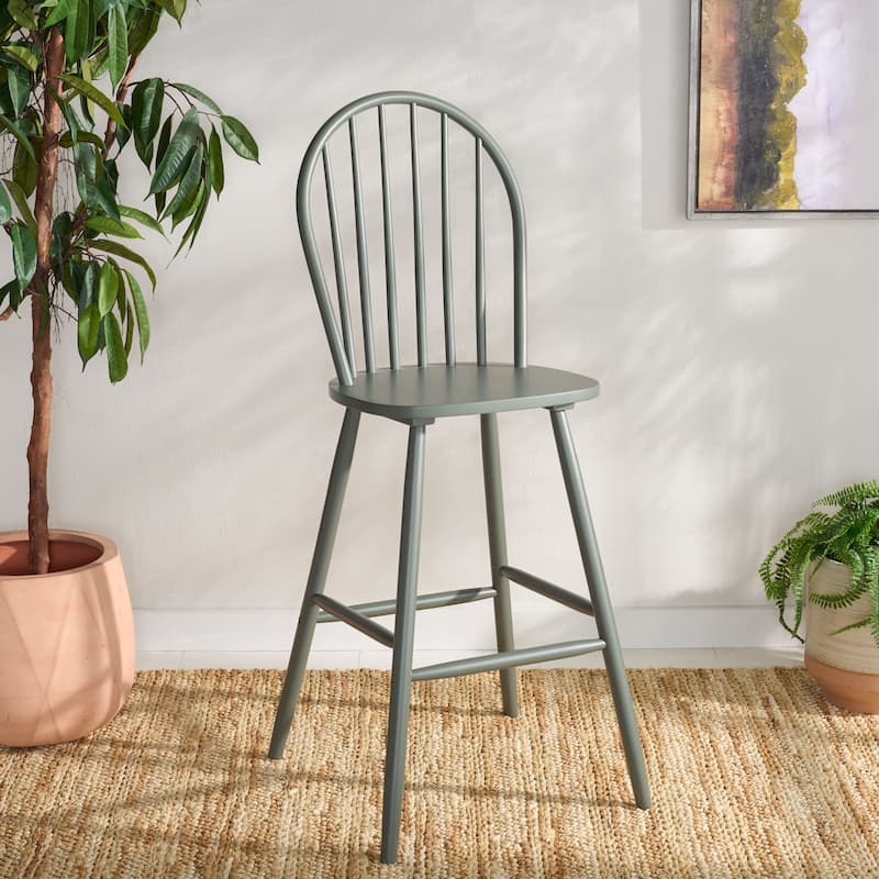 SAFAVIEH Home Omaha Bar Stool - 21"W x 20"D x 48"H - Dark Green
