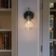 preview thumbnail 12 of 18, Modern Farmhouse 1-Light Black Gold Wall Sconce Light Fixture with Glass Shade Globe
