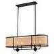 preview thumbnail 8 of 8, Berens 6L Matte Black Farmhouse Linear Chandelier Island Pendant Light Fixture Rattan Cane - 36-in W x 15.25-in H x 13-in D