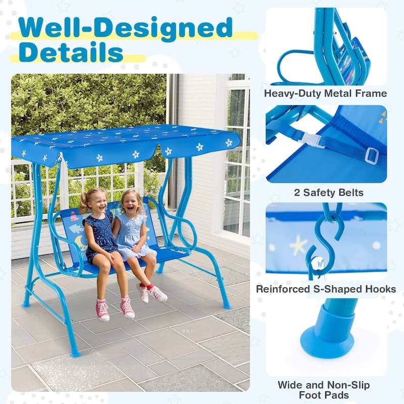 Costway 2-Seater Toddler Porch Swing Chair with Metal Stand Adjustable - See Details