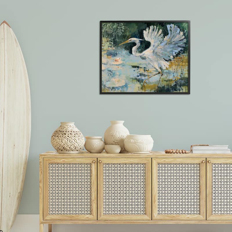 Stupell Heron with Spread Wings Framed Giclee Art Design By Dusza