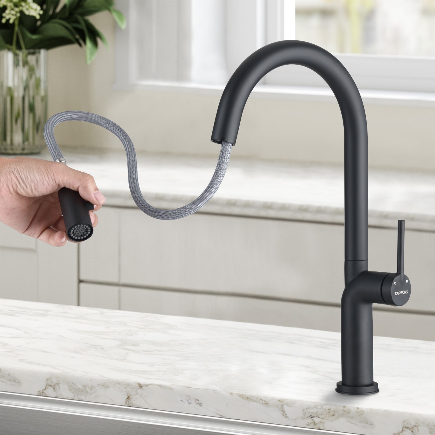 BATHLET Pull Down Sprayer Spring Kitchen Sink Faucet - 8.58 ...