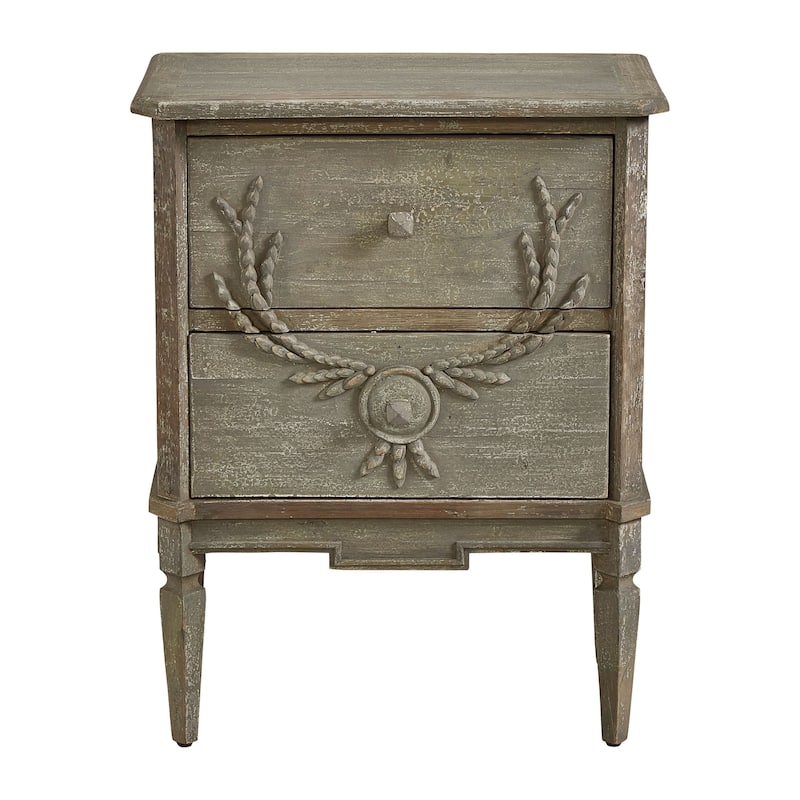 Thatchers Two Drawer Dresser in Distressed Gray with Grain Crest