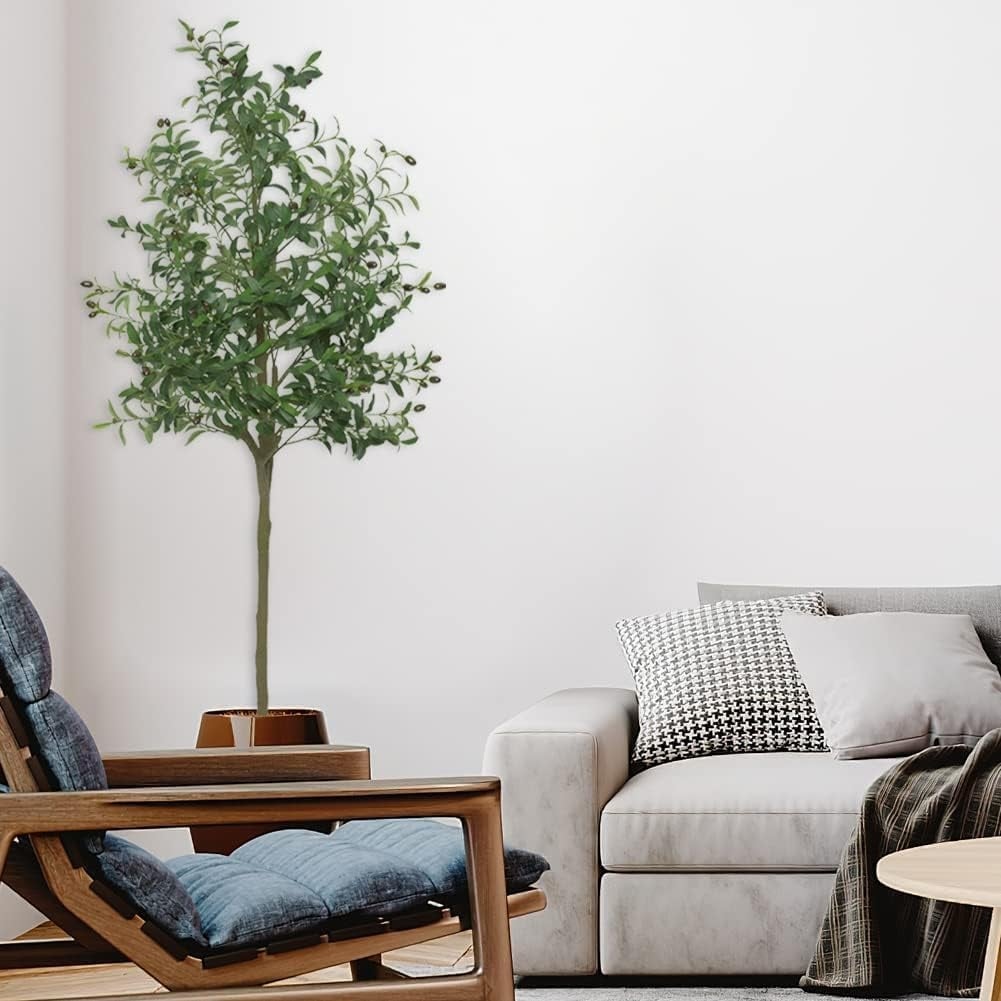 5 ft Faux Olive Tree in Pot for Indoor Outdoor Decor