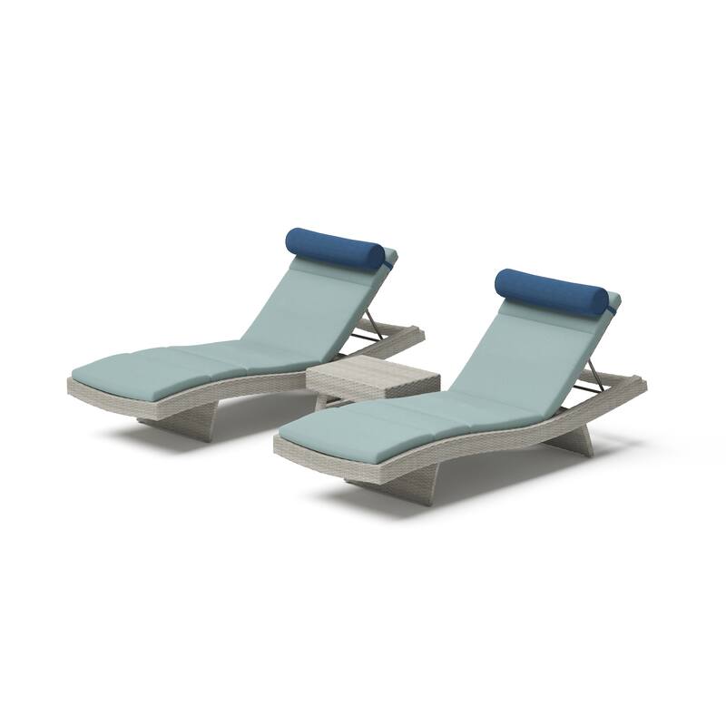 Portofino Comfort 3 Piece Sunbrella Outdoor Patio Chaise Lounge Set