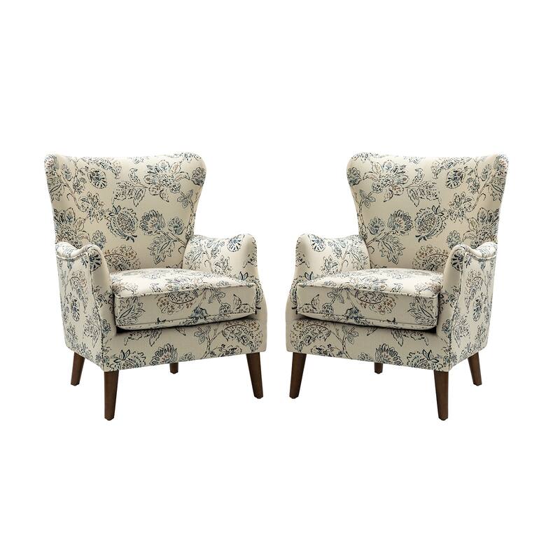 Nikolaus Armchair with Floral Fabric Pattern Set of 2 by HULALA HOME
