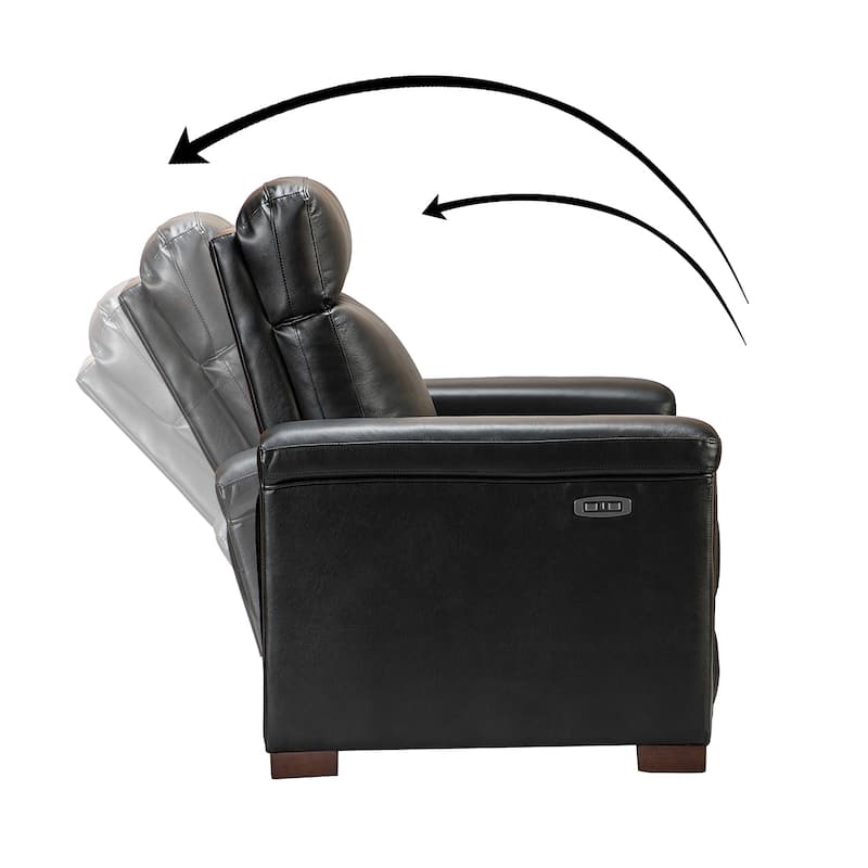 Alicia 34.65" Wide Contemporary Classic Genuine Leather Power Recliner With USB Port, Set of 2