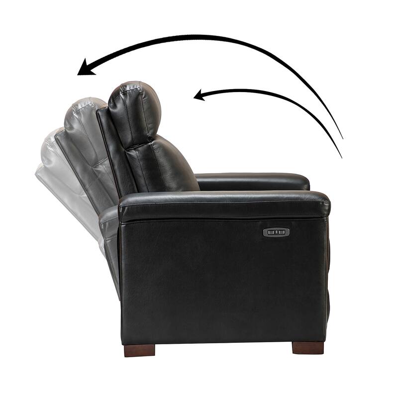 Alicia 34.65" Wide Contemporary Classic Genuine Leather Power Recliner With USB Port (Set of 2)