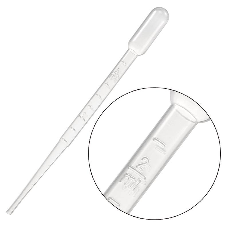 100Pcs 2ml Disposable Pasteur Pipettes Liquid Drop Droppers Graduated 146mm Long - Clear White