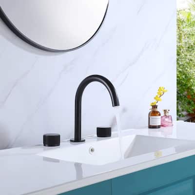 8 Inch Widespread Bathroom Faucet Matte Black Bathroom Sink Faucet 3 Holes Double Handle Modern Basin Vanity Taps